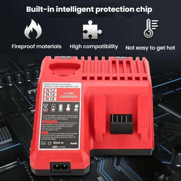 M12-18C For Milwaukee 18V Power Tools Battery Charger, Plug: EU