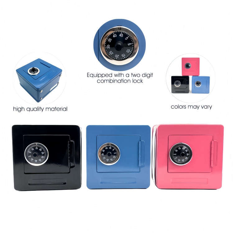 Portable  Metal Password Safe Cash Box Piggy Bank Money Organizer(Black)