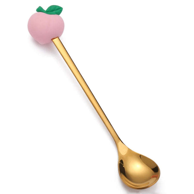 Stainless Steel Coffee Spoon Cartoon Fruit Fork Cute Kids Tableware, Style: Peach Spoon