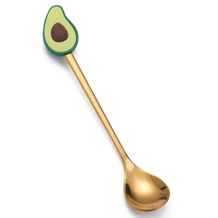 Stainless Steel Coffee Spoon Cartoon Fruit Fork Cute Kids Tableware, Style: Avocado Spoon