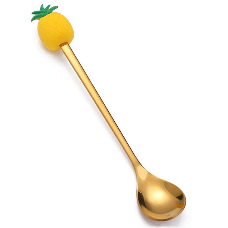 Stainless Steel Coffee Spoon Cartoon Fruit Fork Cute Kids Tableware, Style: Pineapple Spoon