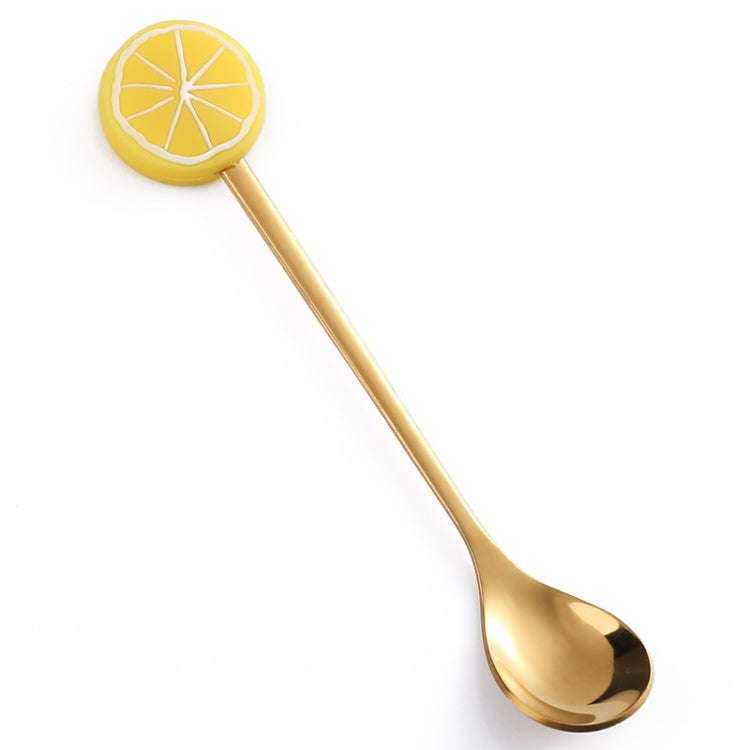 Stainless Steel Coffee Spoon Cartoon Fruit Fork Cute Kids Tableware, Style: Lemon Slice Spoon