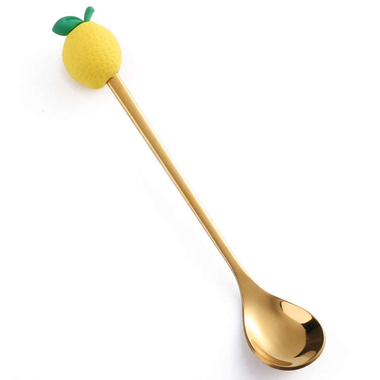 Stainless Steel Coffee Spoon Cartoon Fruit Fork Cute Kids Tableware, Style: Little Lemon Spoon