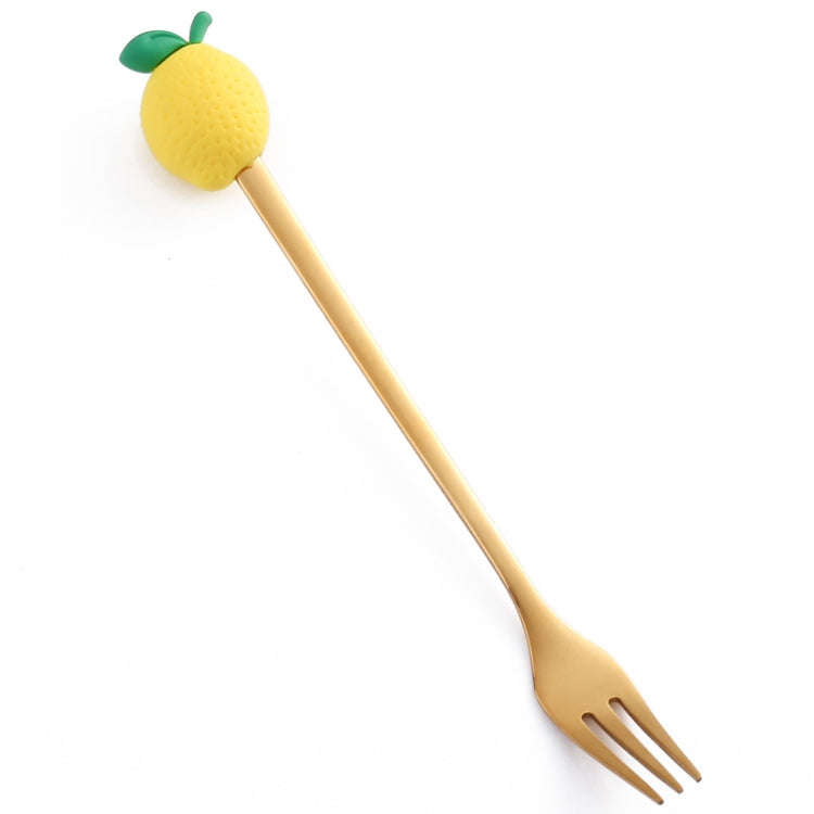 Stainless Steel Coffee Spoon Cartoon Fruit Fork Cute Kids Tableware, Style: Little Lemon Fork