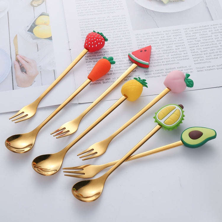 Stainless Steel Coffee Spoon Cartoon Fruit Fork Cute Kids Tableware, Style: Watermelon Spoon