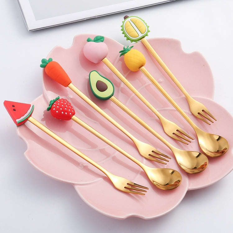 Stainless Steel Coffee Spoon Cartoon Fruit Fork Cute Kids Tableware, Style: Watermelon Spoon
