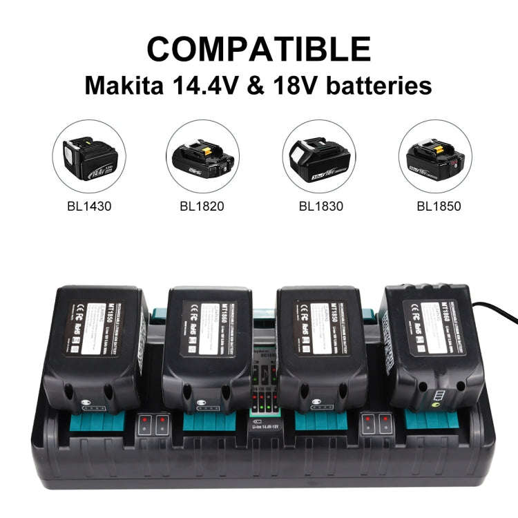 4 Ports 14.4-18V Lithium-Ion Charger DC18SF For Makita BL1430 / BL1820 / BL1830 / BL1850, Model: UK