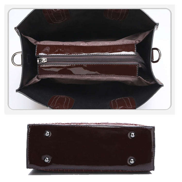 3-in-1 Women Handbag Simple Versatile Crocodile Pattern Large Shoulder Bag(Black)