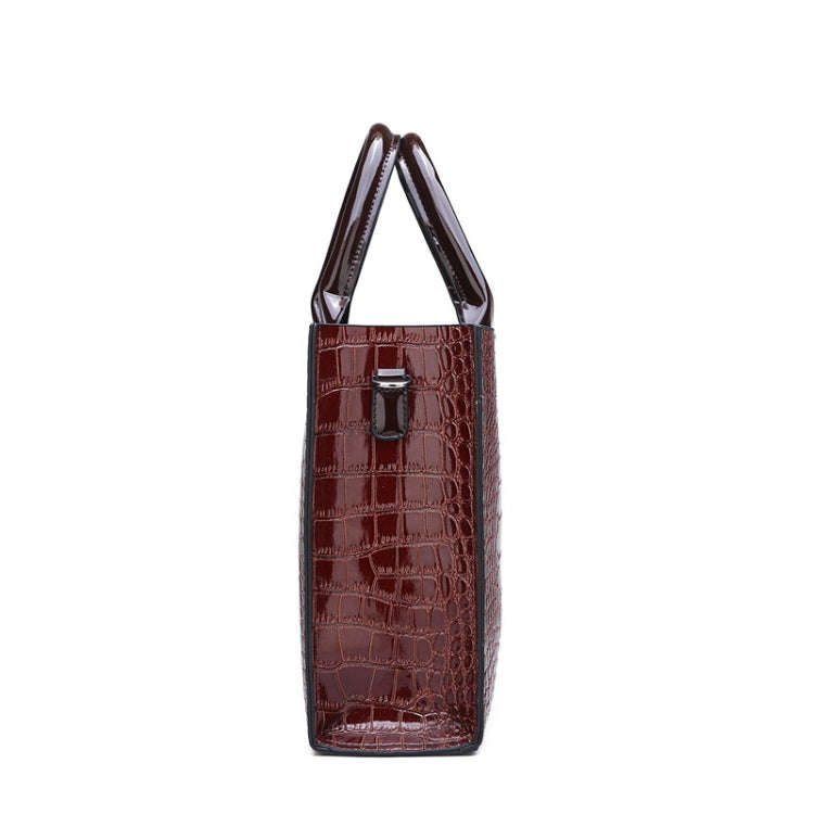 3-in-1 Women Handbag Simple Versatile Crocodile Pattern Large Shoulder Bag(Black)