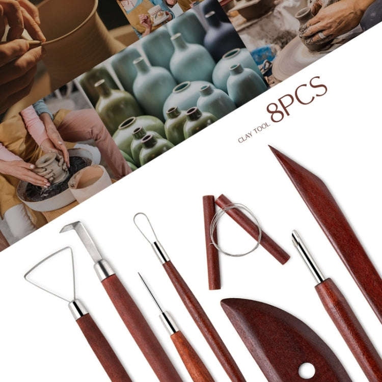 8-in-1 Wooden Handle Pottery Clay Tool set Ceramic Trimming Carving Knife(SF008)