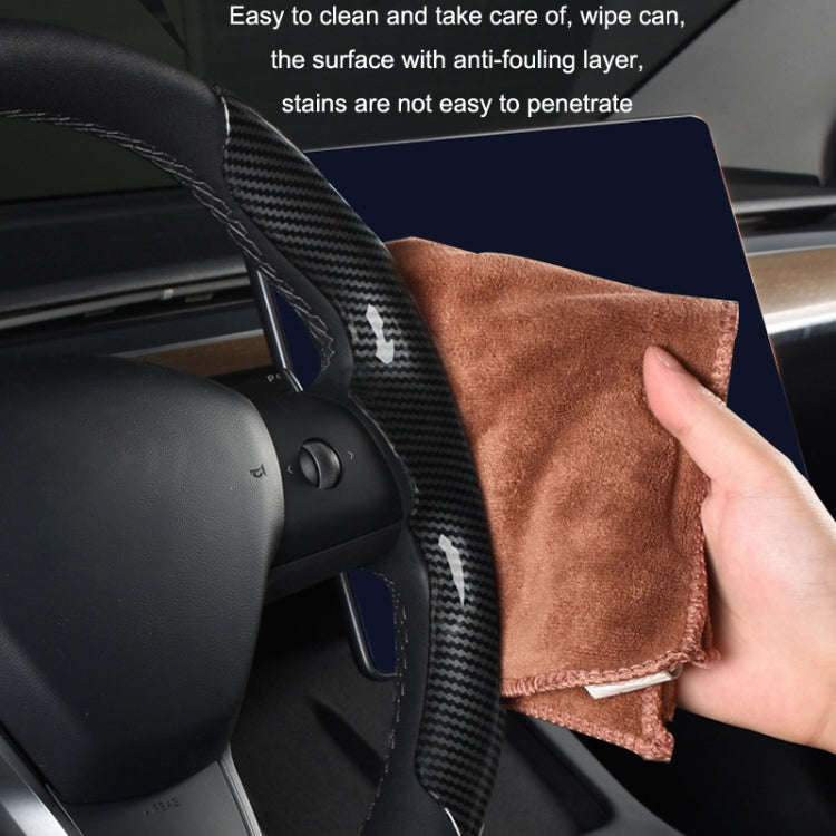 For Tesla Model3/Y 30cm Carbon Fiber Pattern Steering Wheel Handlebar Cover(Black)