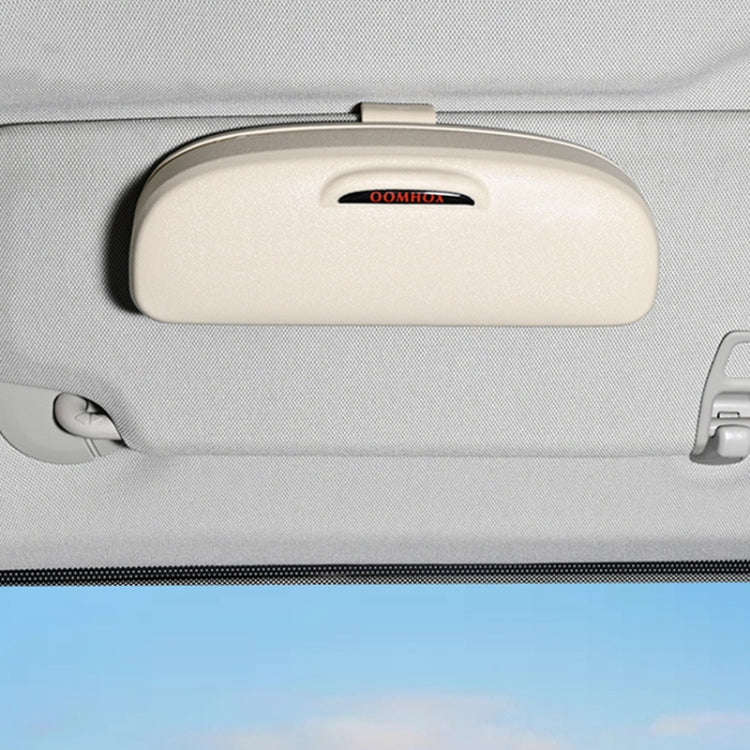 MCPP Car Multifunctional Glasses Case Car Visor Card Storage Sunglasses Holder(Beige White)