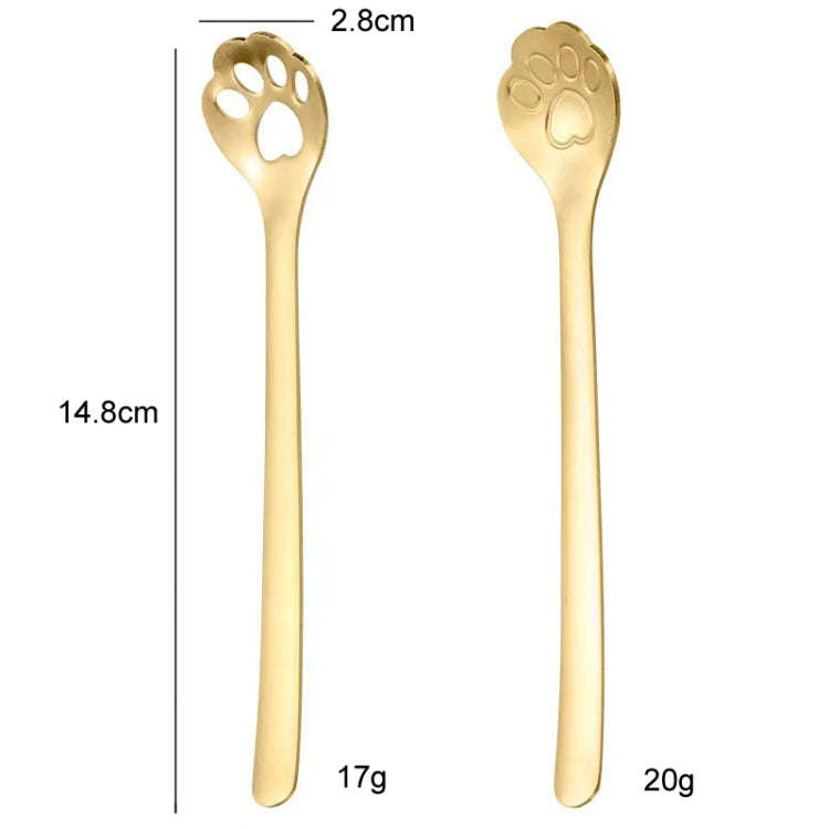 Stainless Steel Coffee Stirring Spoon Ice Cream Cartoon Cat Paw Spoon, Color: Slotted Spoon Silver
