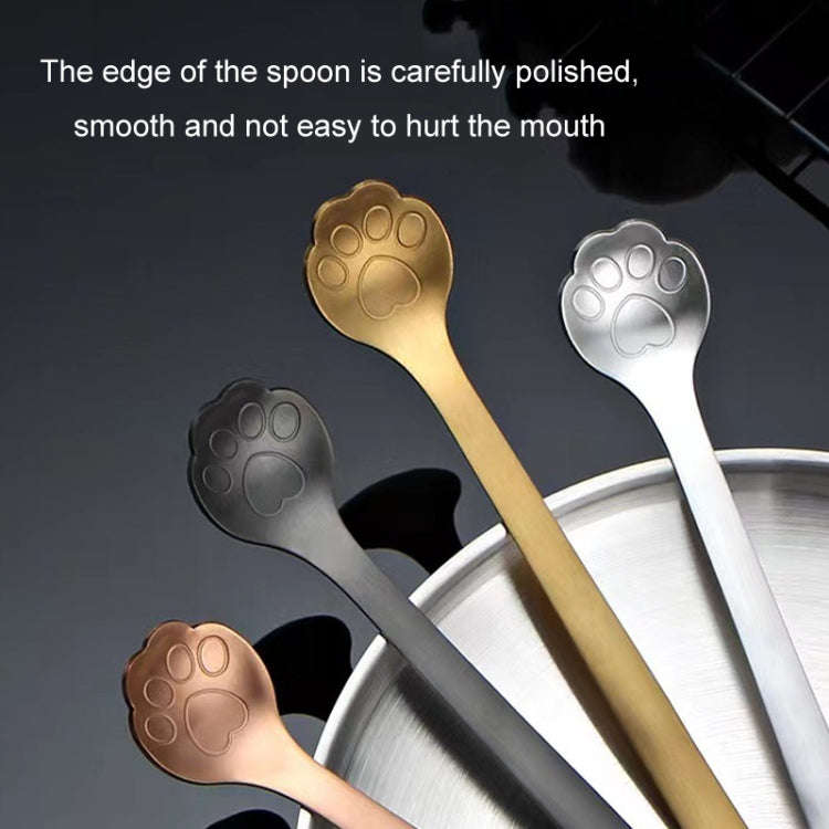 Stainless Steel Coffee Stirring Spoon Ice Cream Cartoon Cat Paw Spoon, Color: Slotted Spoon Silver