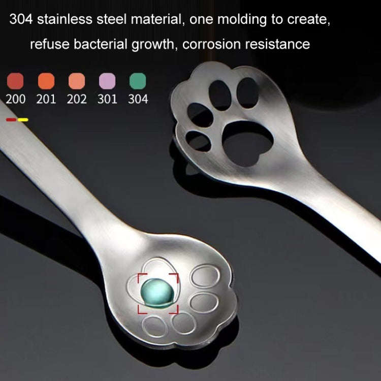 Stainless Steel Coffee Stirring Spoon Ice Cream Cartoon Cat Paw Spoon, Color: Slotted Spoon Silver