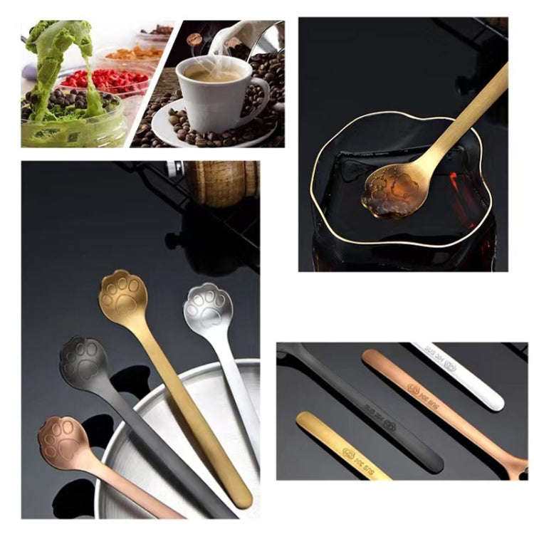 Stainless Steel Coffee Stirring Spoon Ice Cream Cartoon Cat Paw Spoon, Color: Slotted Spoon Silver