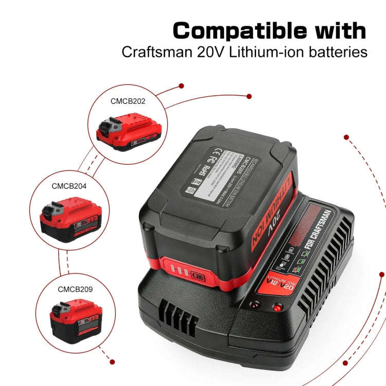 For Craftsman CMCB202 / CMCB204 / CMCB209 Electric Tool 20V Lithium Battery Charger, Plug: AU