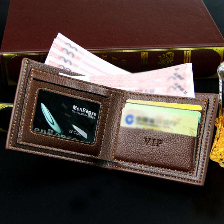 MenBense Men Wallet Casual Coin Purse Large Capacity Money Clip, Style: 555-6 (Black)
