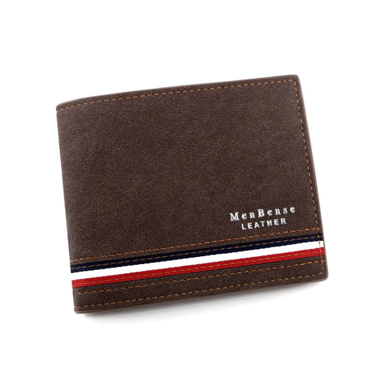 MenBense Men Short Wallet Personalized Coin Purse Frosted Clutch Money Clip(Dark Brown)