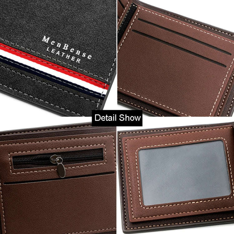MenBense Men Short Wallet Personalized Coin Purse Frosted Clutch Money Clip(Black)