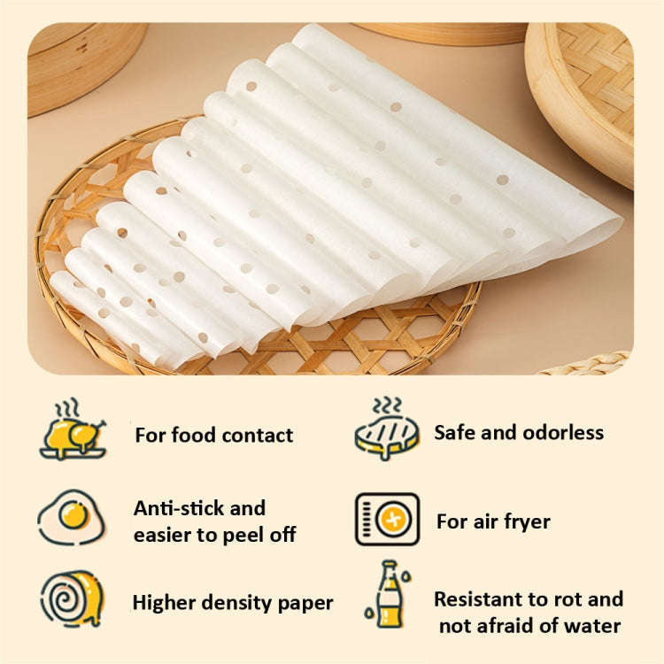 100pcs /Pack Steamer Paper Non-Stick Disposable Grease-Proof Paper Round Air Fryer Pad, Size: 6 I...