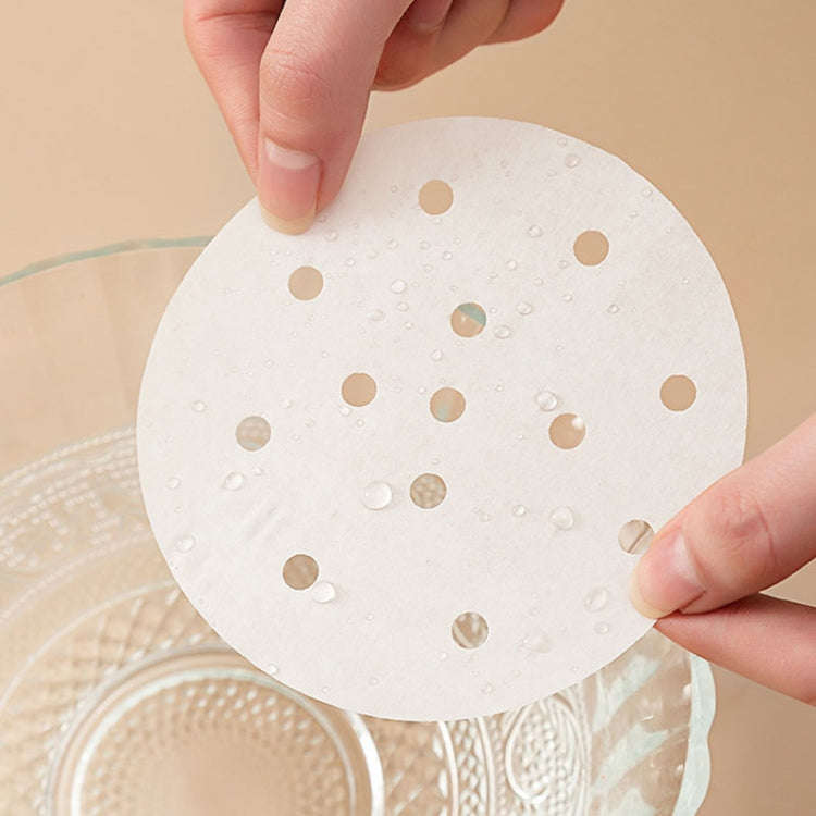 100pcs /Pack Steamer Paper Non-Stick Disposable Grease-Proof Paper Round Air Fryer Pad, Size: 8 I...
