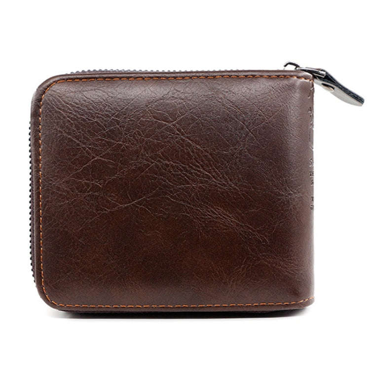 MenBense Men Short Zipper Wallet Coin Purse Large Capacity Multi-Card Money Clip(Dark Coffee)