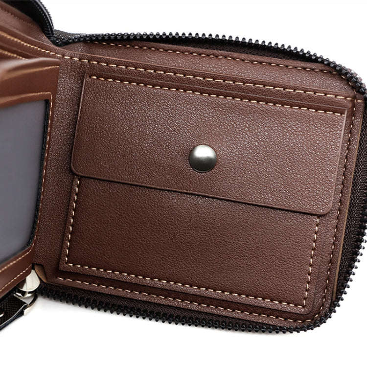 MenBense Men Short Zipper Wallet Coin Purse Large Capacity Multi-Card Money Clip(Black)