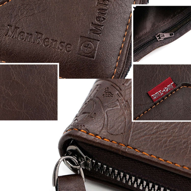 MenBense Men Short Zipper Wallet Coin Purse Large Capacity Multi-Card Money Clip(Black)