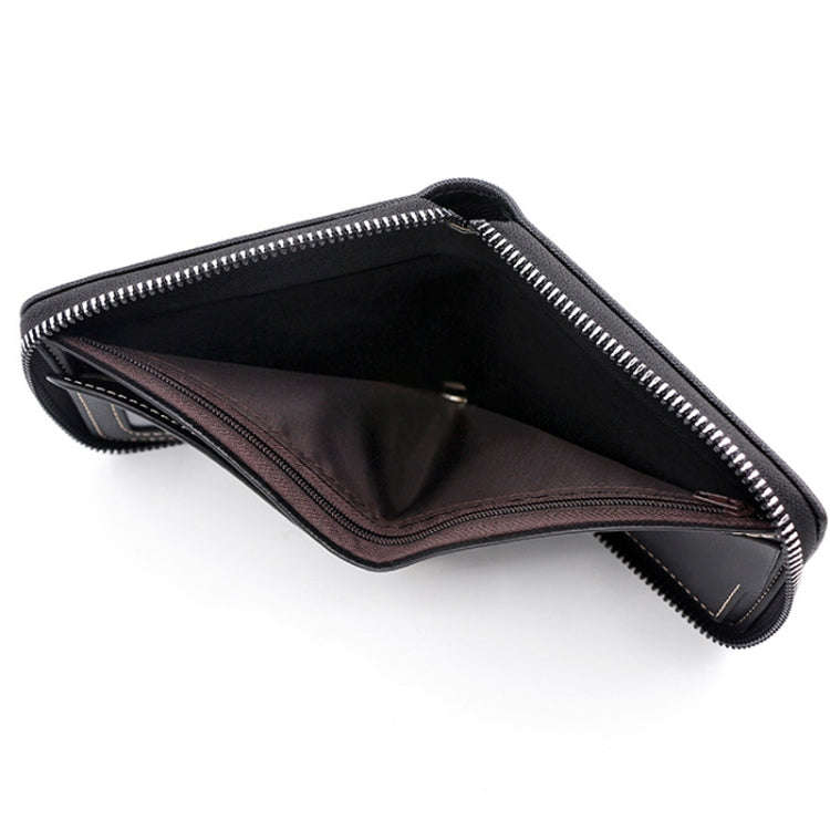 MenBense Men Short Zipper Wallet Coin Purse Large Capacity Multi-Card Money Clip(Dark Coffee)