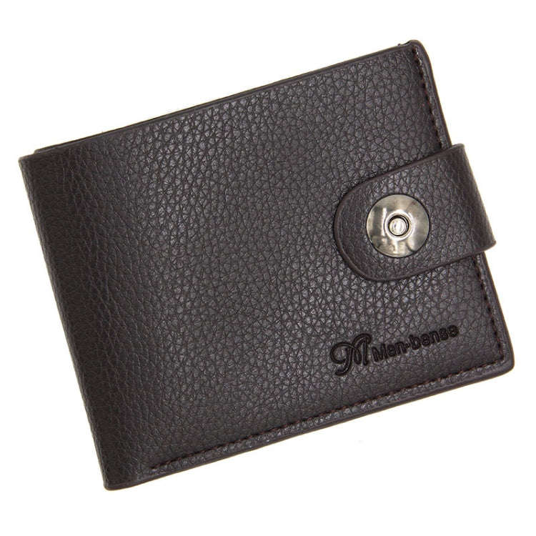 MenBense Men Short Magnetic Clasp Wallet Multi-Card Coin Purse(Dark Coffee)