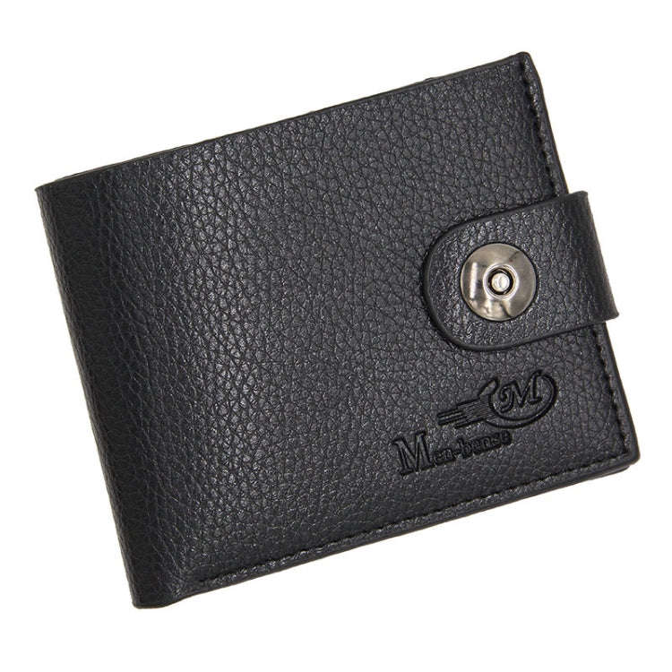 MenBense Men Short Magnetic Clasp Wallet Multi-Card Coin Purse(Black)