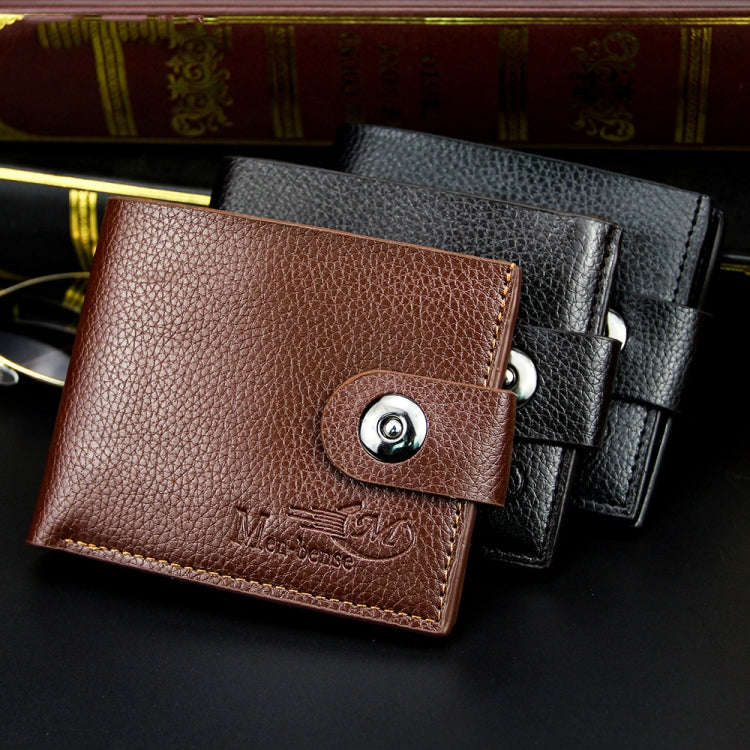 MenBense Men Short Magnetic Clasp Wallet Multi-Card Coin Purse(Dark Coffee)
