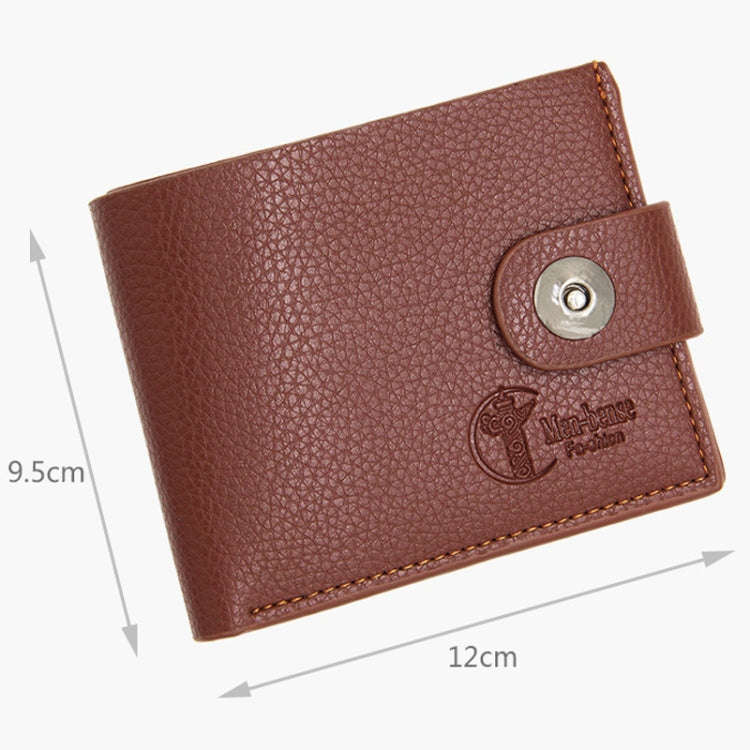 MenBense Men Short Magnetic Clasp Wallet Multi-Card Coin Purse(Dark Coffee)