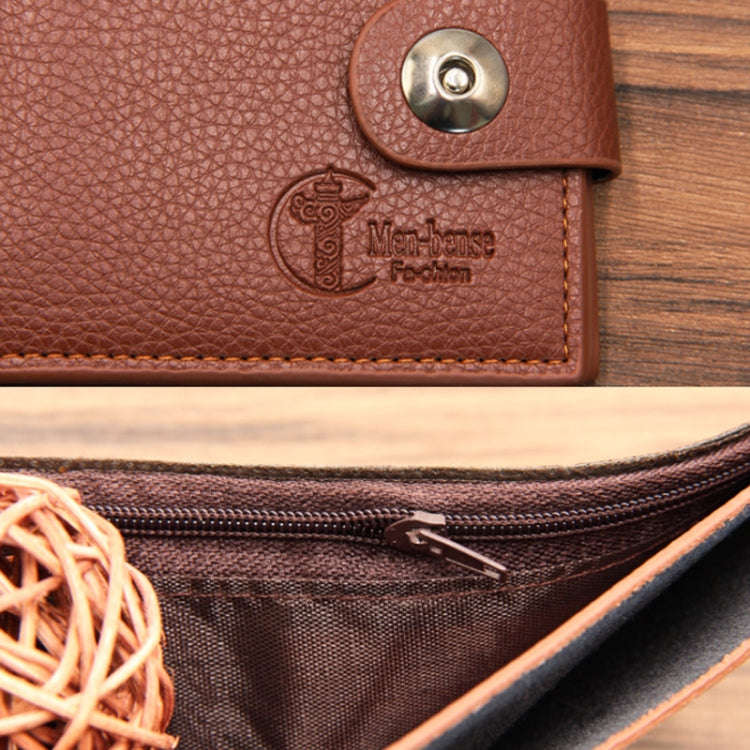MenBense Men Short Magnetic Clasp Wallet Multi-Card Coin Purse(Dark Coffee)