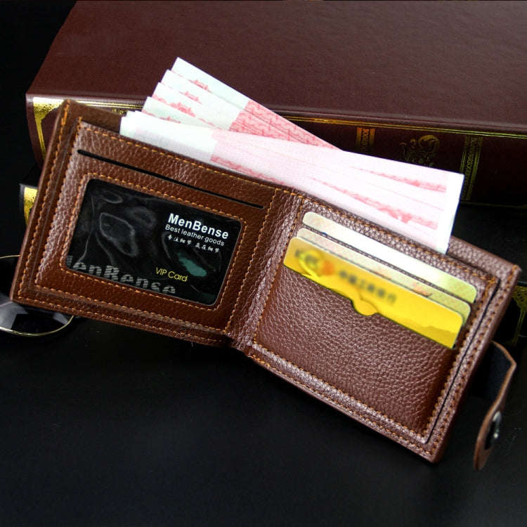 MenBense Men Short Magnetic Clasp Wallet Multi-Card Coin Purse(Dark Coffee)
