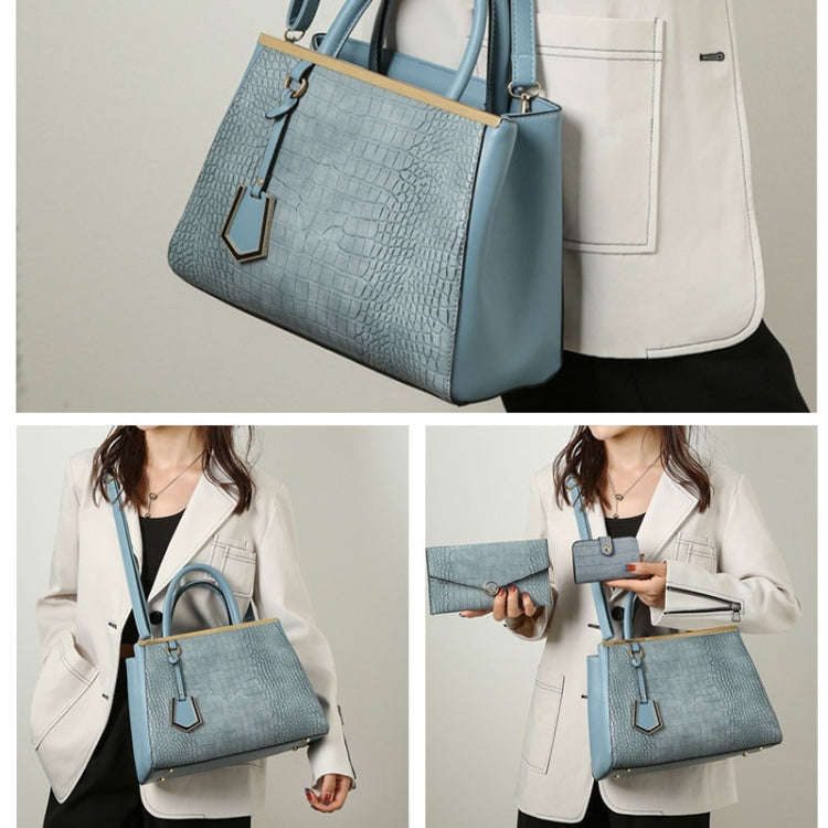 3-in-1  Women Stone Pattern Patchwork Handbag Shoulder Bag Crossbody Bag(Black)