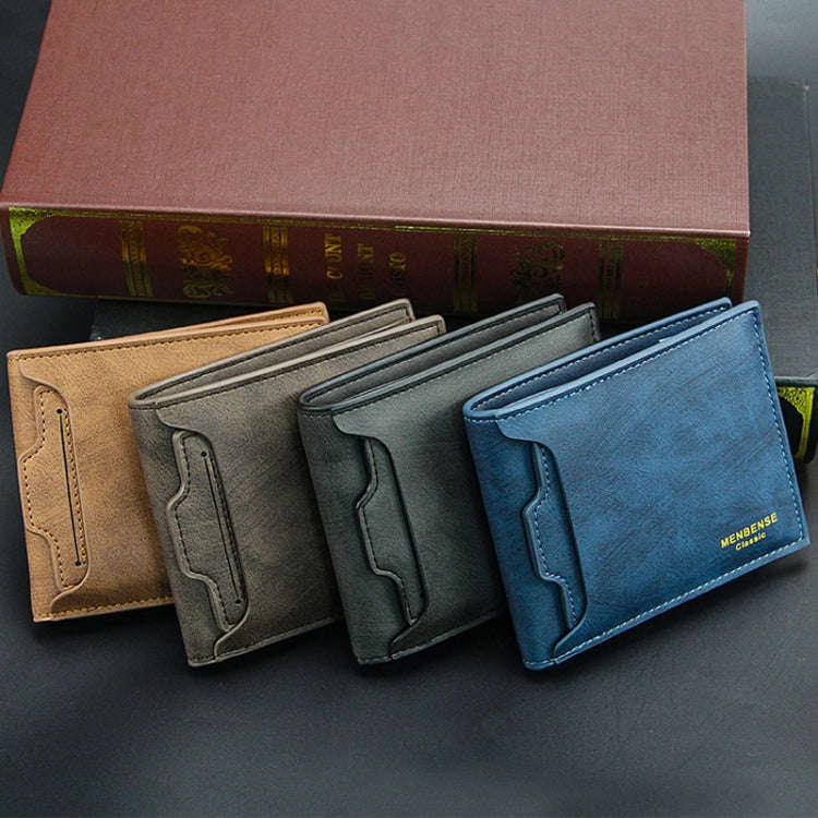 Menbense Men Short Wallet Casual Multi-Card Coin Purse(Blue)