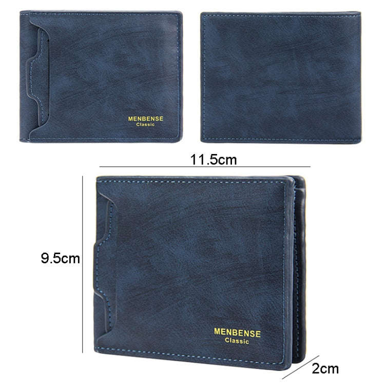 Menbense Men Short Wallet Casual Multi-Card Coin Purse(Blue)