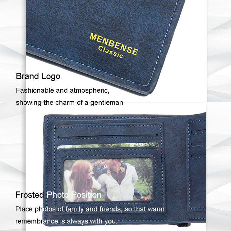 Menbense Men Short Wallet Casual Multi-Card Coin Purse(Blue)