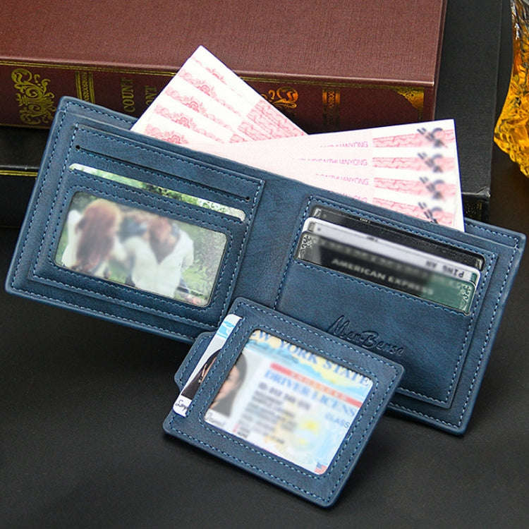 Menbense Men Short Wallet Casual Multi-Card Coin Purse(Blue)