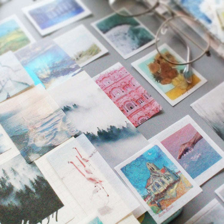 50pcs /Pack Handbook Stickers Small Fresh Stickers DIY Diary Material, Style: Landslide
