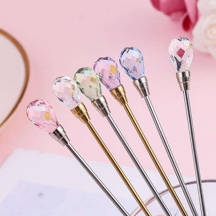 430 Stainless Steel Long Handle Diamond Spoon Honey Stirring Scoop(Blue Diamond)
