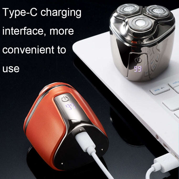 Mini Magnetic Head Shaver Smart LED Display Electric Shaver, Color: Orange