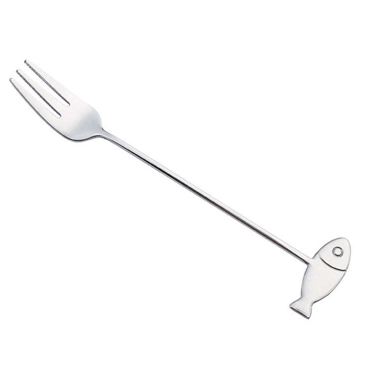 304 Stainless Steel Cartoon Pet Stirring Spoon Fork Fruit Fork Dessert Scoop, Style: Fish Fork (S...