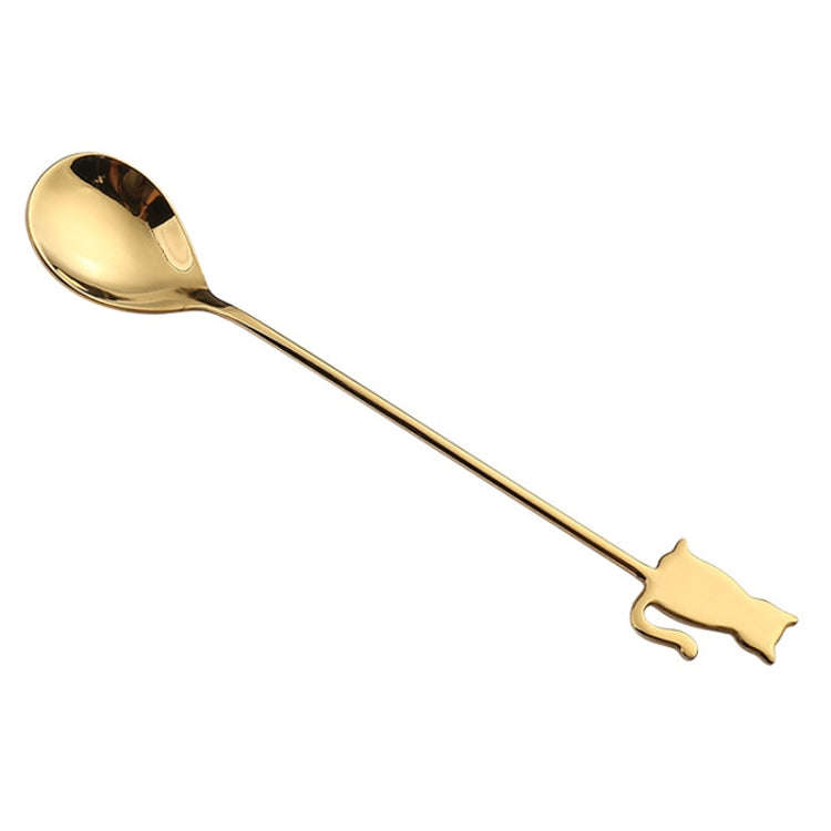 304 Stainless Steel Cartoon Pet Stirring Spoon Fork Fruit Fork Dessert Scoop, Style: Back Cat Spo...