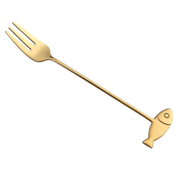 304 Stainless Steel Cartoon Pet Stirring Spoon Fork Fruit Fork Dessert Scoop, Style: Fish Fork (G...