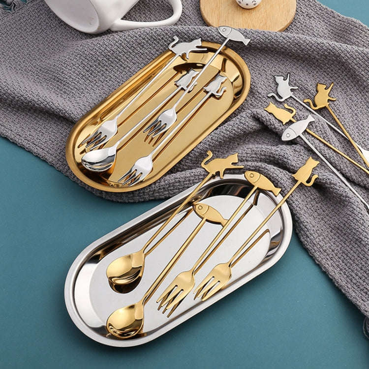 304 Stainless Steel Cartoon Pet Stirring Spoon Fork Fruit Fork Dessert Scoop, Style: Fish Fork (S...