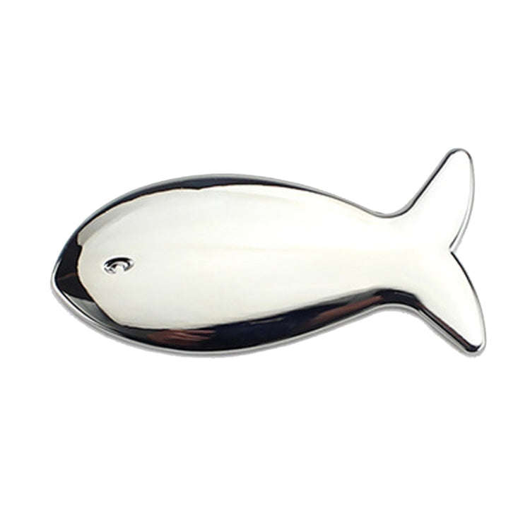 Fish-Shaped Car Metal Stickers Car Body Tail Marker Decorative Decals(Silver)