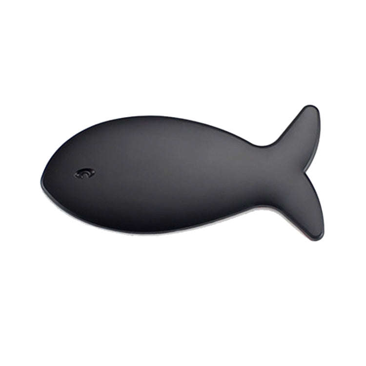 Fish-Shaped Car Metal Stickers Car Body Tail Marker Decorative Decals(Black)